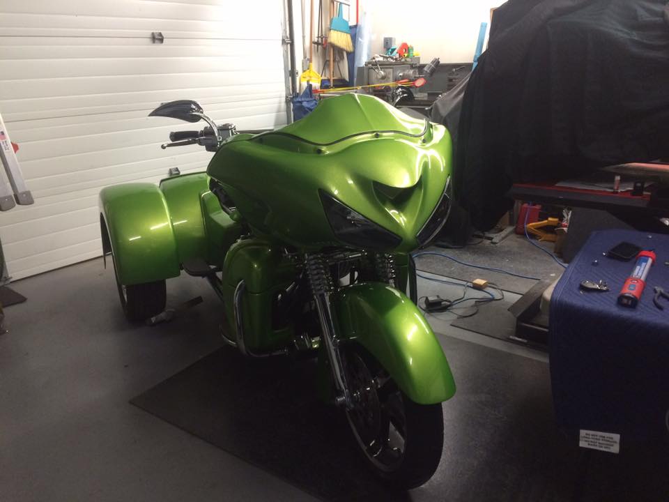 custom bike metallic lime-green
